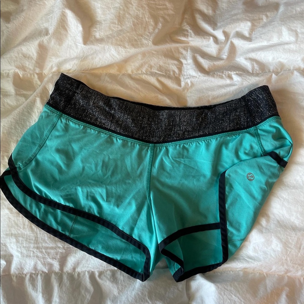 teal lulu speed-up shorts